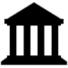 Black and white logo of a building, symbolising legal advice in Haarlem.