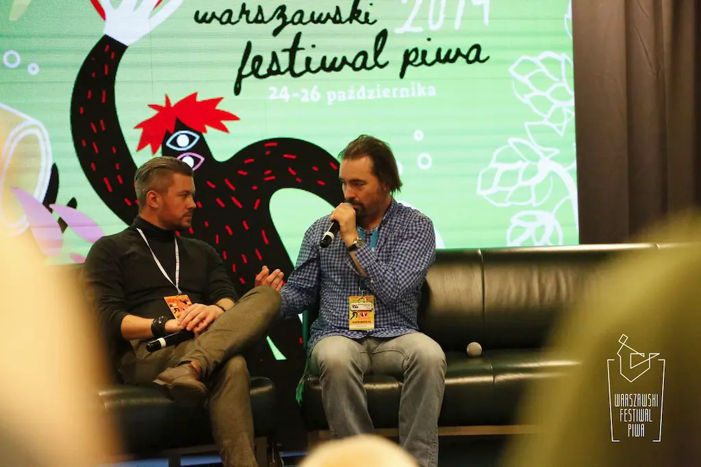 Kaeru Beer onstage at Warsaw Beer Festival in 2019 discussing Beer Around the World.