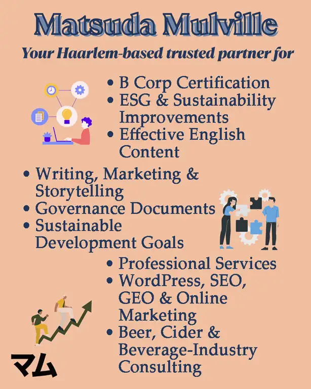 Infographic stating Matsuda Mulville, Your Haarlem-based trusted partner for... then a list of services.